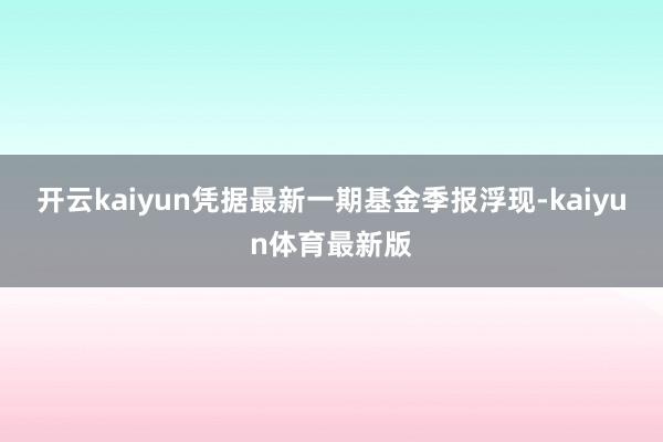 开云kaiyun凭据最新一期基金季报浮现-kaiyun体育最新版