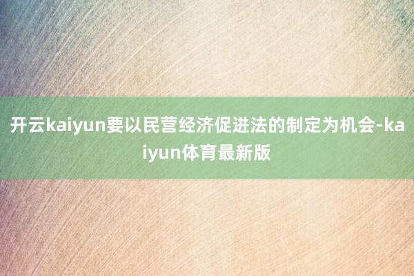 开云kaiyun要以民营经济促进法的制定为机会-kaiyun体育最新版