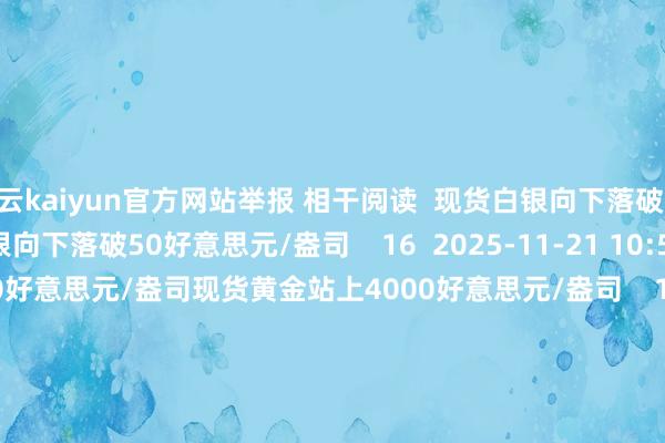 开云kaiyun官方网站举报 相干阅读 现货白银向下落破50好意思元/盎司现货白银向下落破50好意思元/盎司 16 2025-11-21 10:59 现货黄金站上4000好意思元/盎司现货黄金站上4000好意思元/盎司 16 2025-10-30 17:13 现货黄金打破3990好意思元/盎司现货黄金打破3990好意思元/盎司 0 2025-10-30 1
