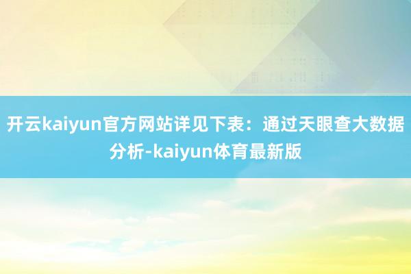 开云kaiyun官方网站详见下表:通过天眼查大数据分析-kaiyun体育最新版